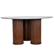 White marble round table with ribbed wooden base | Home Centre Direct UK