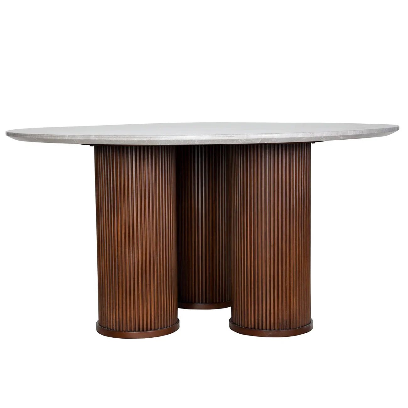 White marble round table with ribbed wooden base | Home Centre Direct UK