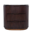 Dark wood three-drawer chest with ribbed texture and marble top | Home Centre Direct UK