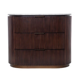 Dark wood three-drawer chest with vertical grooves | Home Centre Direct UK