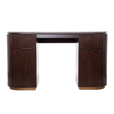 Dark wood writing desk with ribbed texture and sleek design | Home Centre Direct UK
