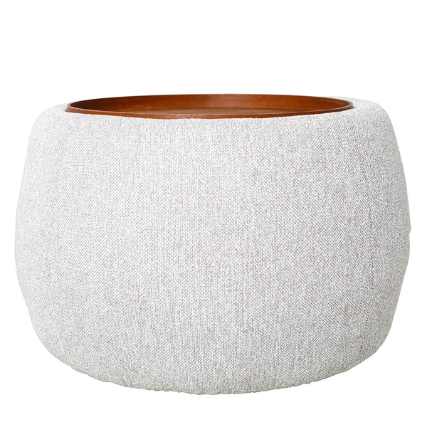 Oatmeal fabric ottoman with wooden top | Home Centre Direct UK