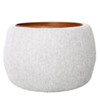 Oatmeal fabric ottoman with wooden top | Home Centre Direct UK