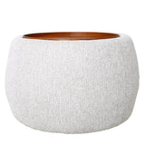 Oatmeal fabric ottoman with wooden top | Home Centre Direct UK