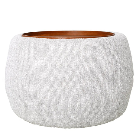 Oatmeal fabric ottoman with wooden top | Home Centre Direct UK