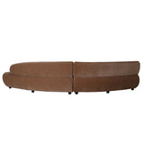 Mocha velvet sofa back view showing modular design and smooth texture.