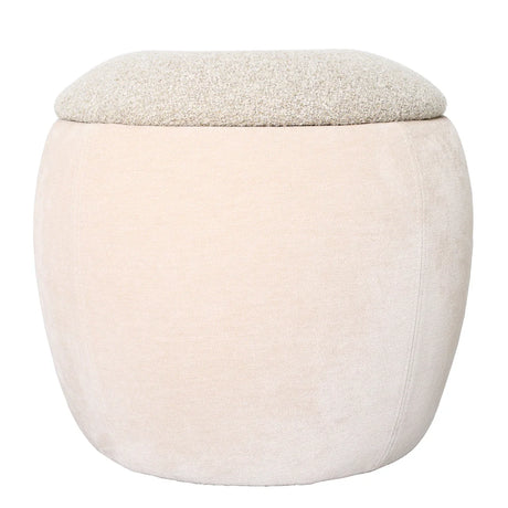 Beige upholstered storage stool with textured lid | Home Centre Direct UK