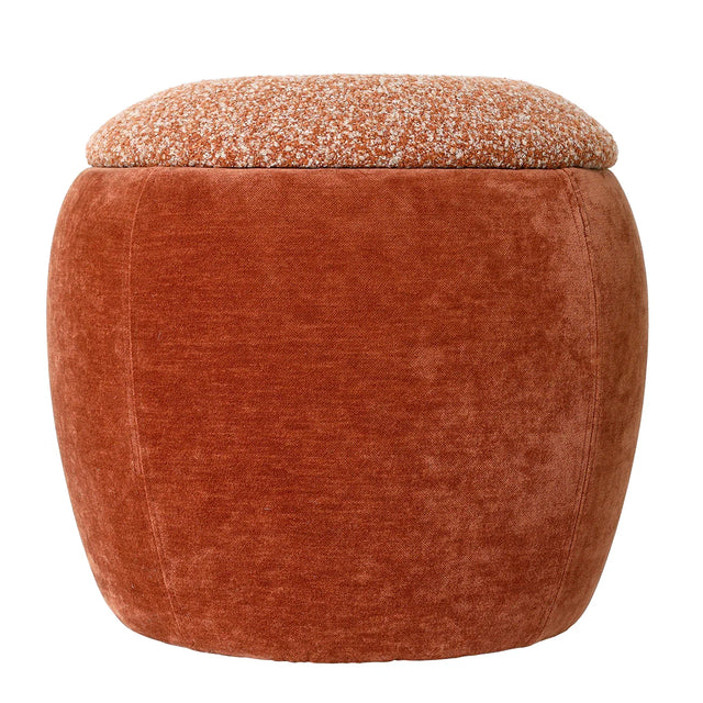 Terracotta fabric storage stool with textured lid | Home Centre Direct UK