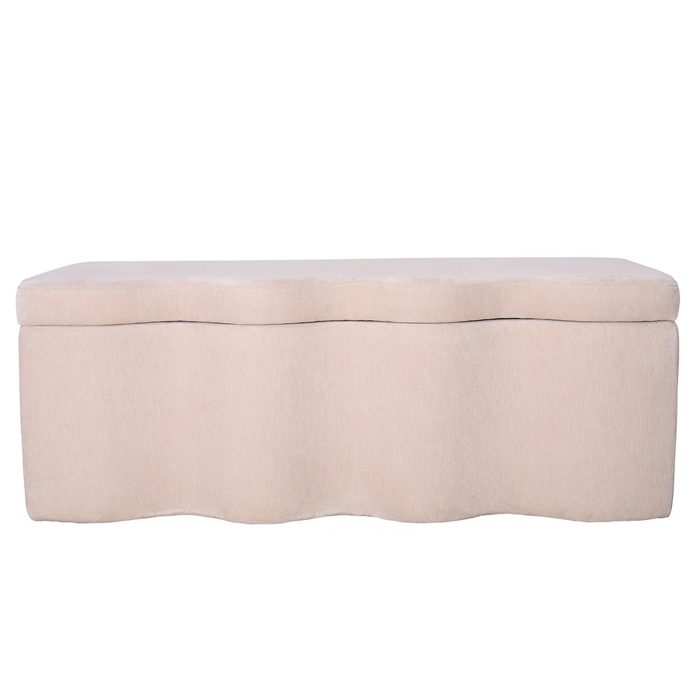 Cream fabric storage bench with wavy edges | Home Centre Direct UK