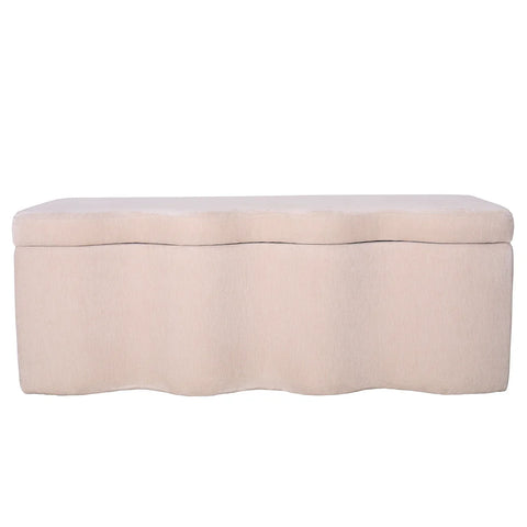 Cream fabric storage bench with wavy edges | Home Centre Direct UK