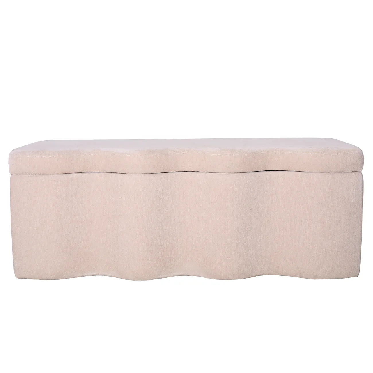 Cream fabric storage bench with wavy edges | Home Centre Direct UK