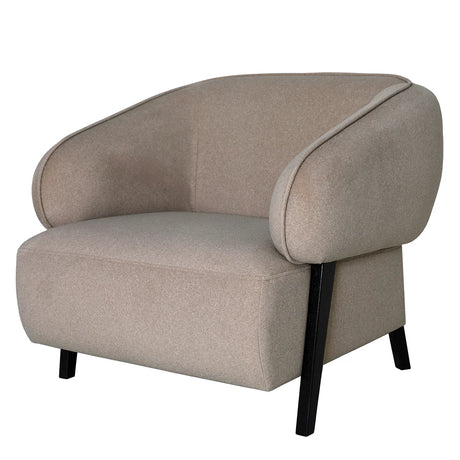 Beige fabric armchair with curved back and black legs | Home Centre Direct UK