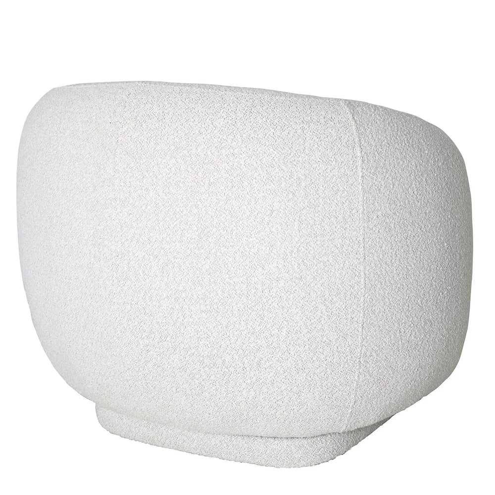 White textured swivel chair back view showing curved design.