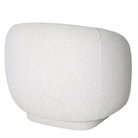 White textured swivel chair back view showing curved design.