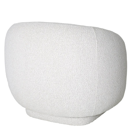 White textured swivel chair back view showing curved design.