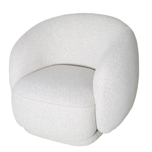 Cream boucle swivel chair with rounded backrest | Home Centre Direct UK