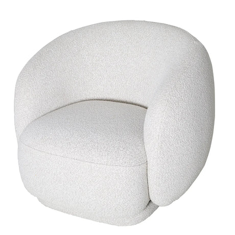 Cream boucle swivel chair with rounded backrest | Home Centre Direct UK