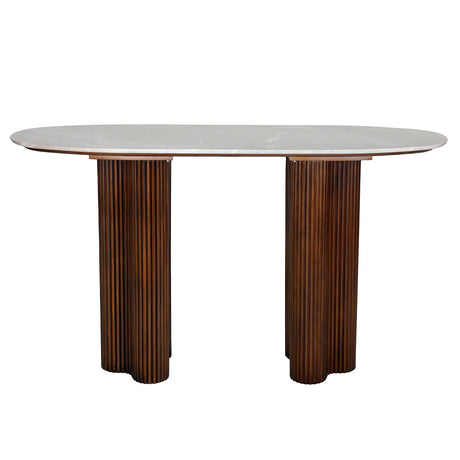 Brown wood console table with a marble top | Home Centre Direct UK