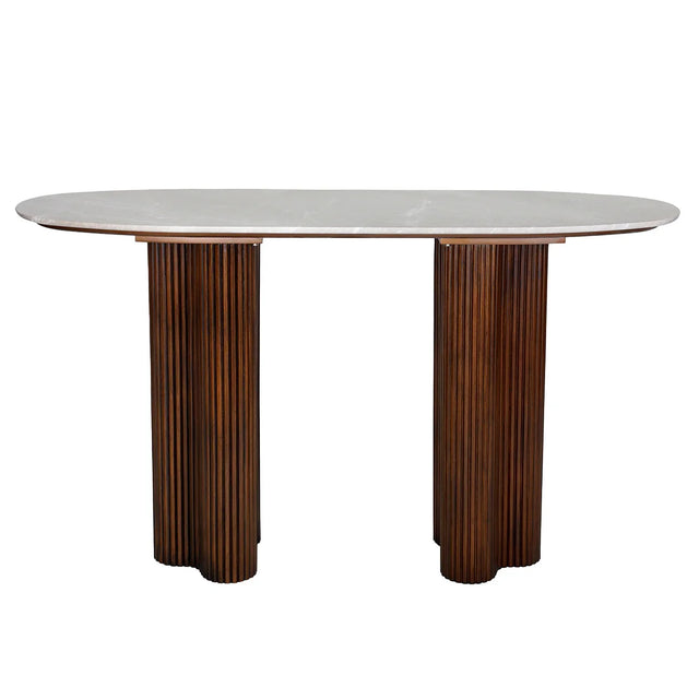 Brown wood console table with a marble top | Home Centre Direct UK