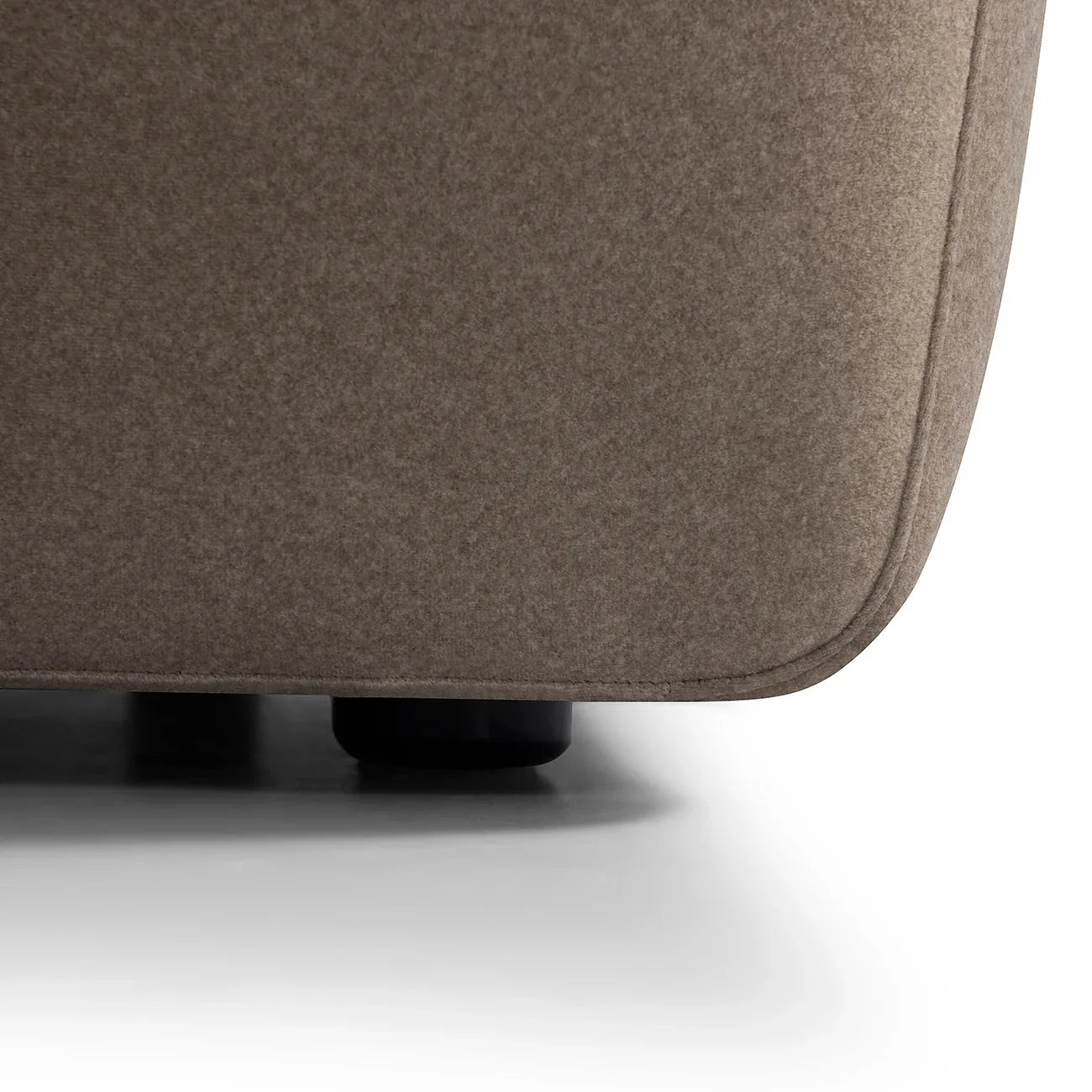 Soft truffle velvet sofa corner with black leg detail