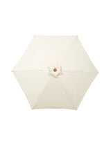 Cream garden parasol canopy top view with wooden centre hub