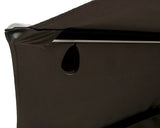 Close up of adjustable fabric canopy with black handle on garden furniture