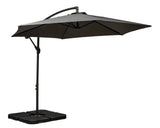 Black cantilever garden parasol with sturdy base and adjustable canopy