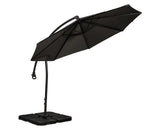 Black cantilever garden parasol with square base and sturdy metal frame