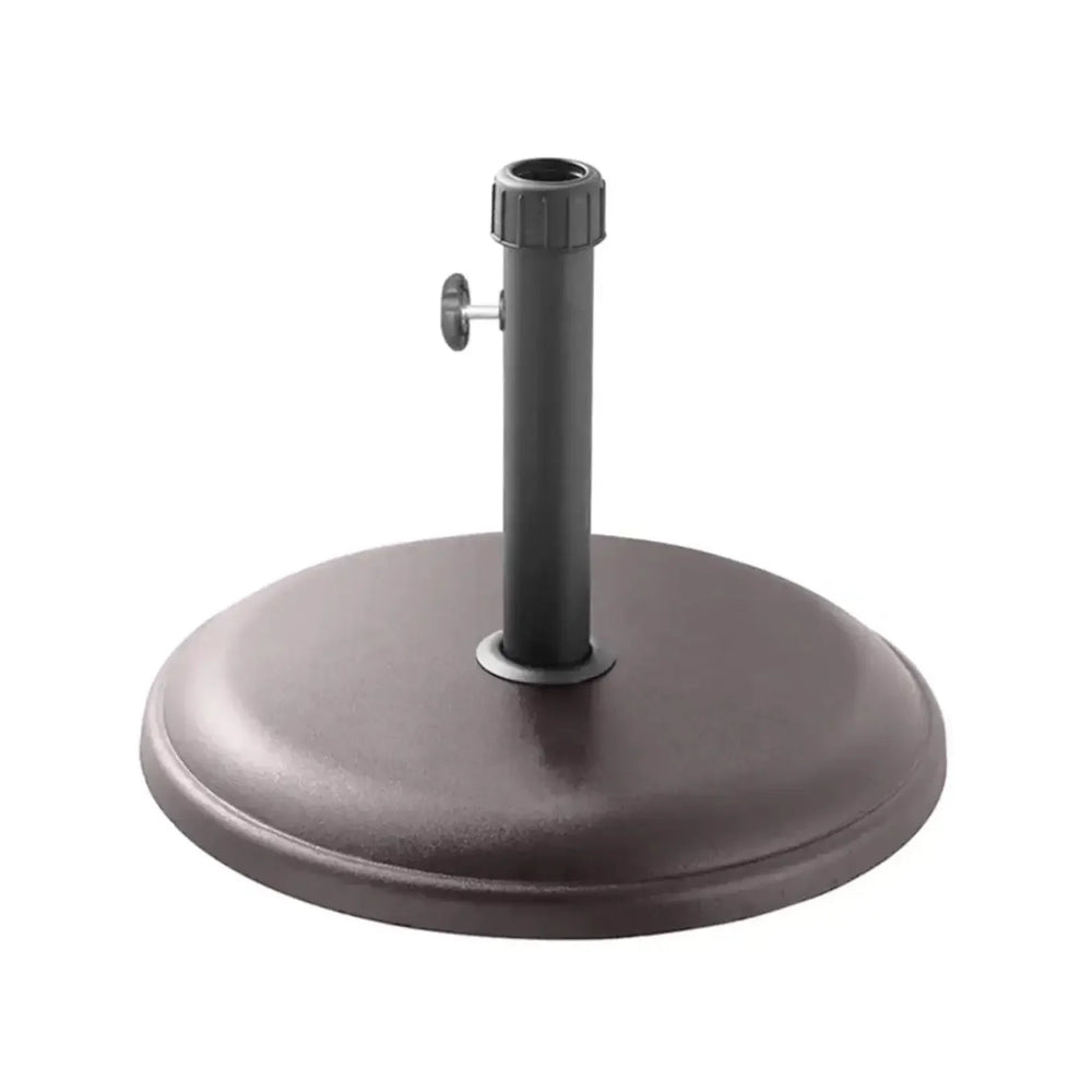 Round metal parasol base with black adjustable pole for outdoor garden umbrella support