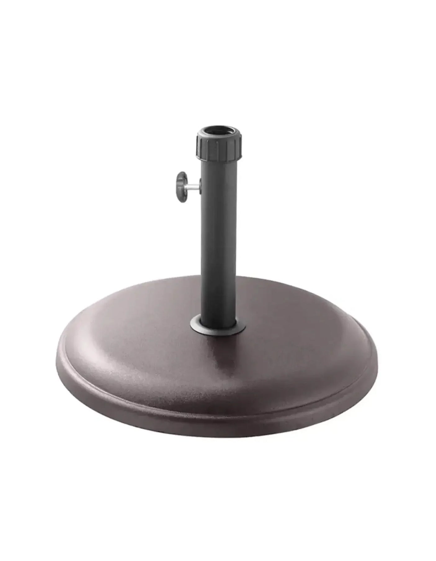 Round metal parasol base with black adjustable pole for outdoor garden umbrella support