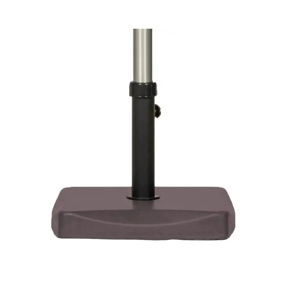Rectangular patio parasol base with black pole and dark grey heavy weight design