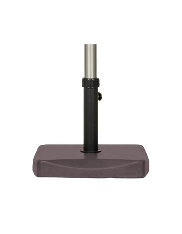 Rectangular patio parasol base with black pole and dark grey heavy weight design