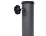 Black metal parasol base tube with tightening knob and cap