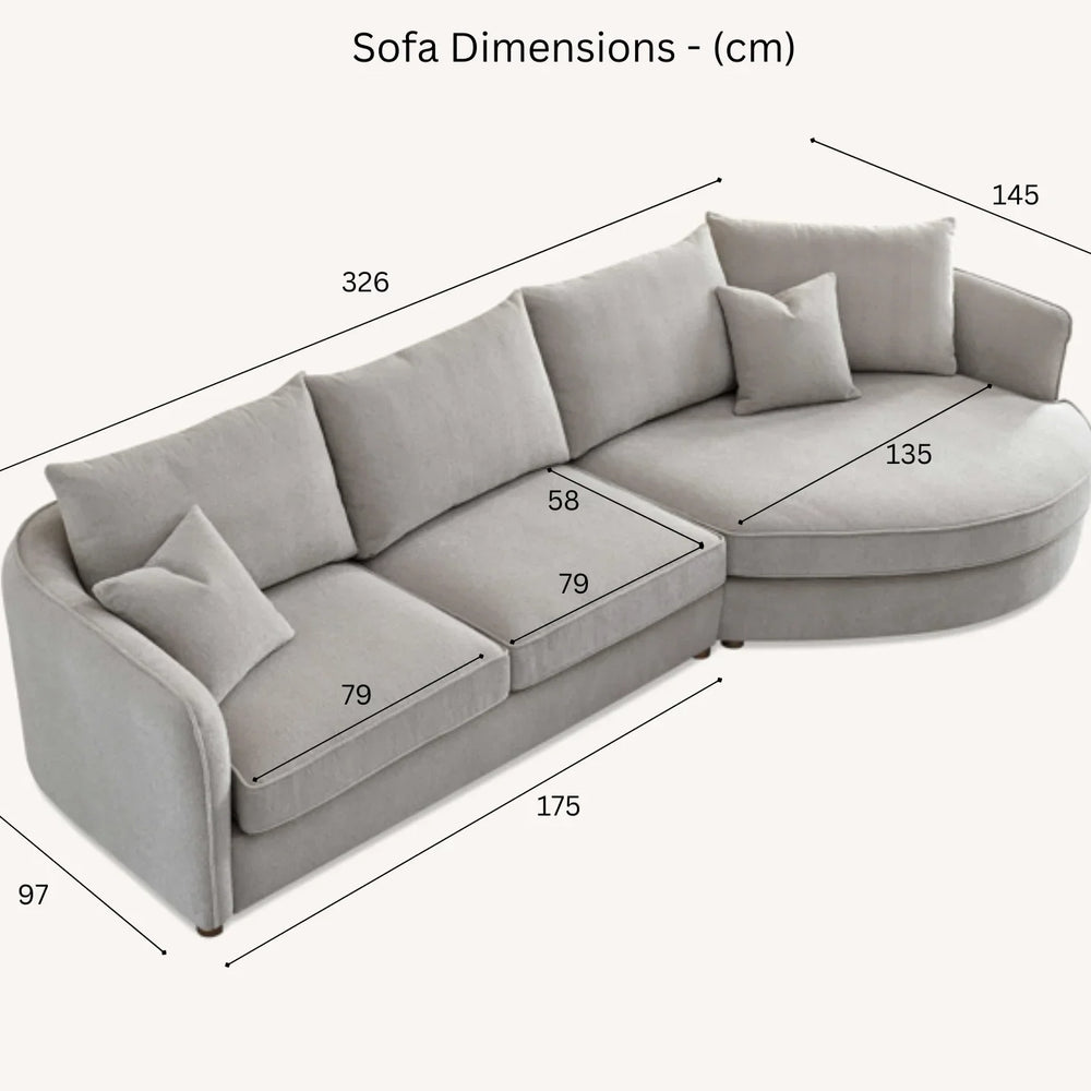 Aluxo Rubin Corner Chaise in Charcoal Boucle