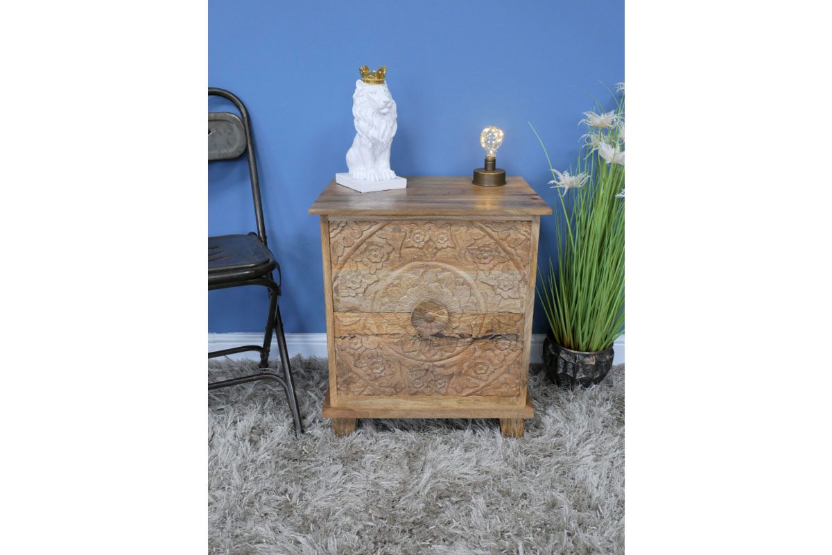 Carved Bedside Cabinet