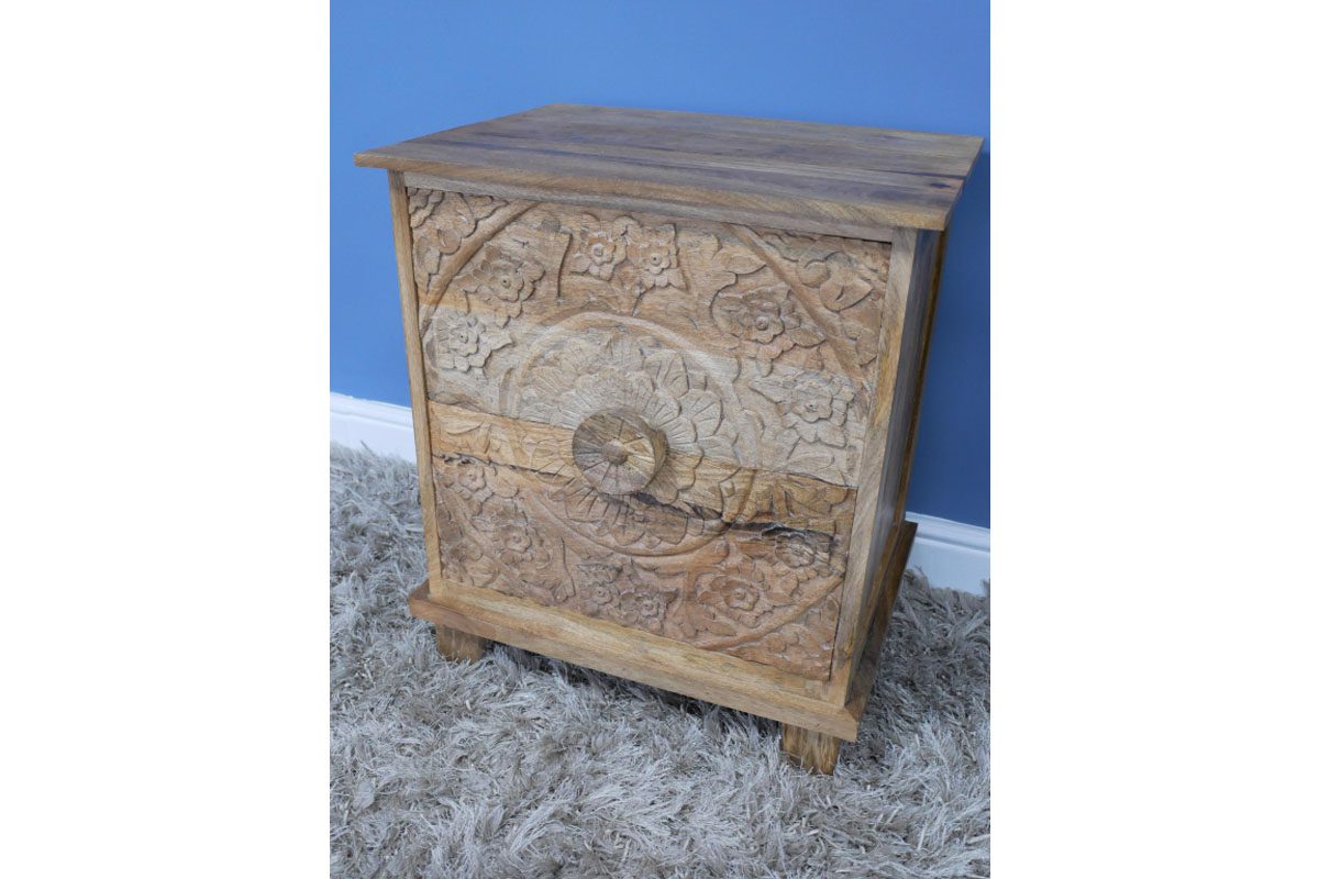 Carved Bedside Cabinet