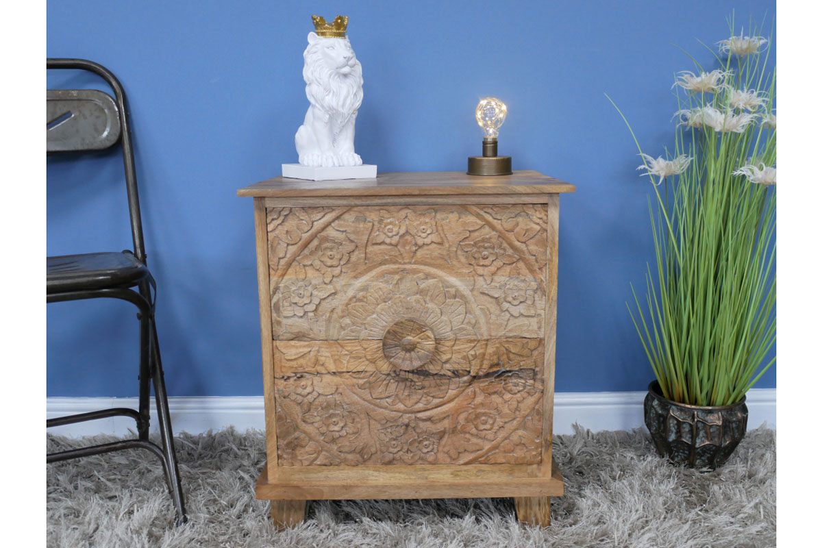 Carved Bedside Cabinet