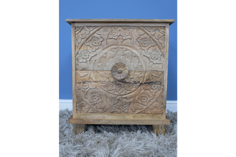 Carved Bedside Cabinet - 8154