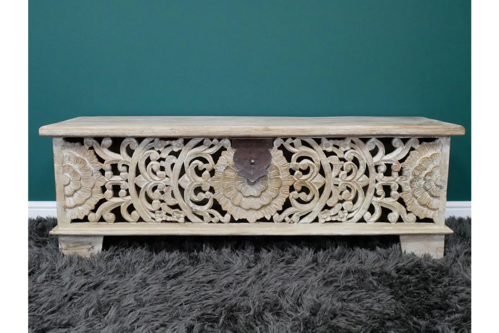 Carved Storage Bench - 8179