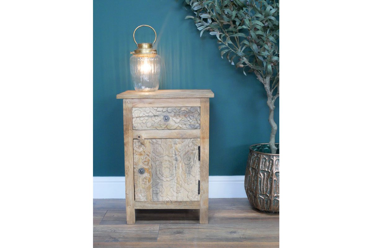 Carved Bedside Cabinet