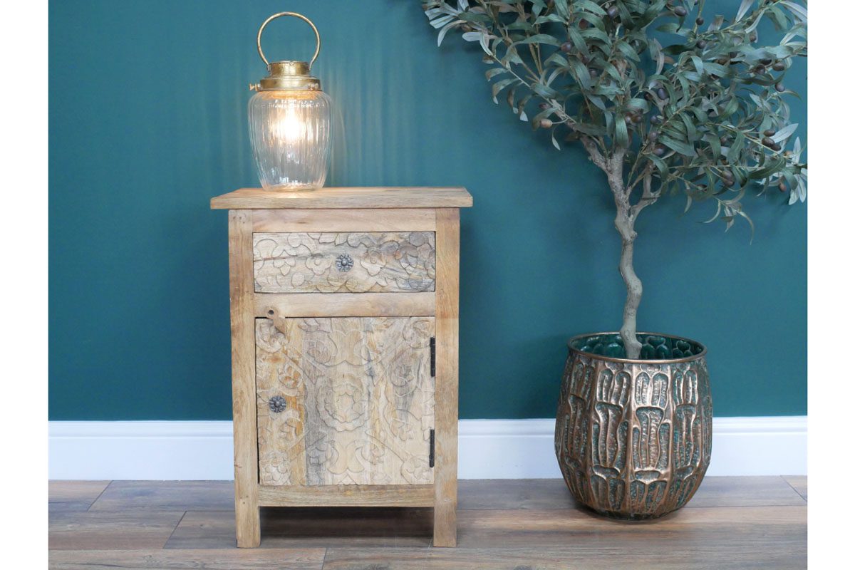 Carved Bedside Cabinet