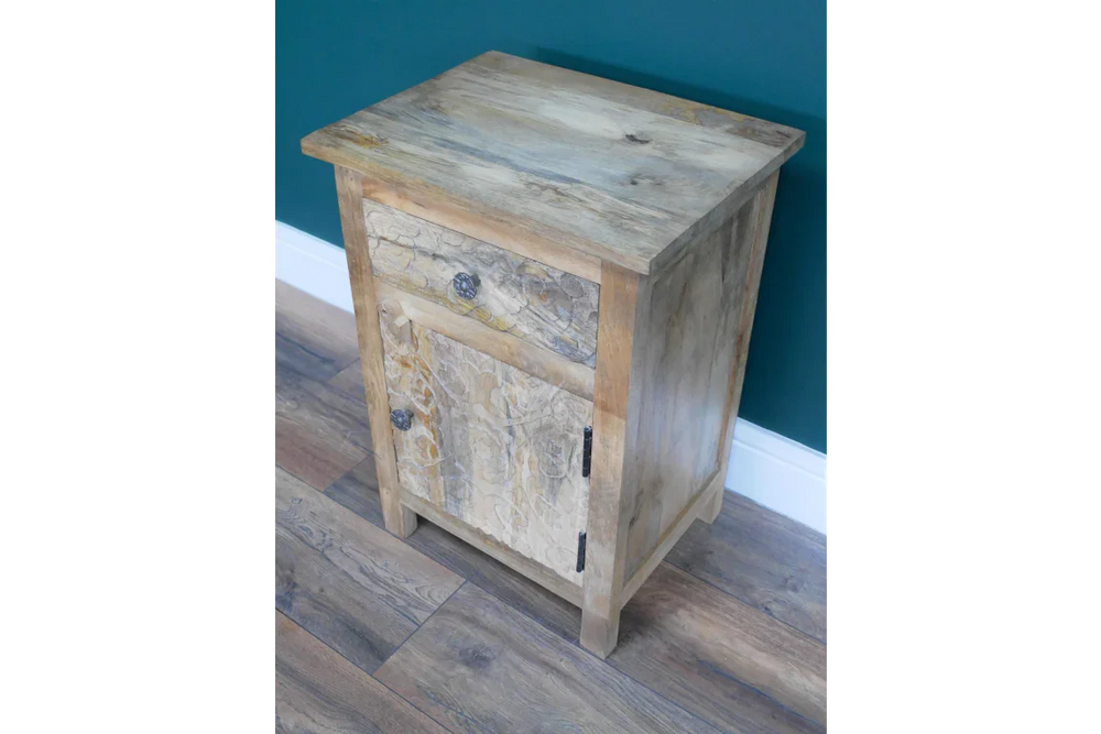 Carved Bedside Cabinet - 8214
