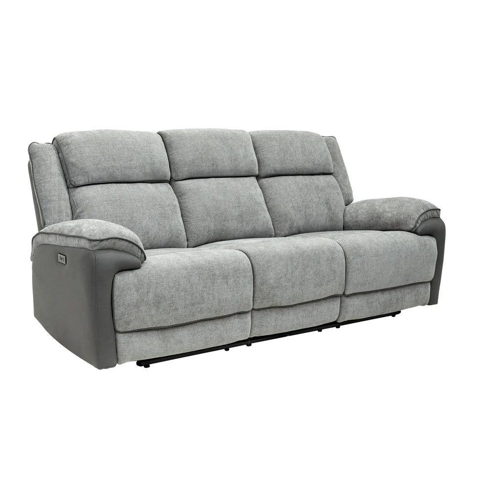 Marley Fabric Electric 3 Seater Recliner - Grey Mix