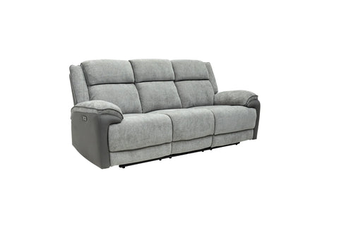 Marley Fabric Electric 3 Seater Recliner - Grey Mix