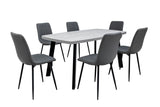 Stylish 1.6m Light Grey Dining Table with Black Legs