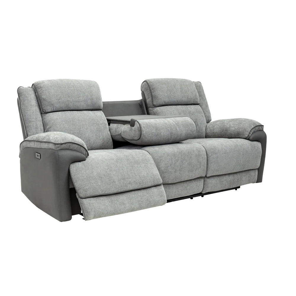 Marley Fabric Electric 3 Seater Recliner - Grey Mix