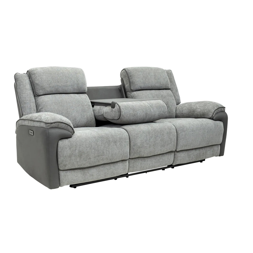 Marley Fabric Electric 3 Seater Recliner - Grey Mix