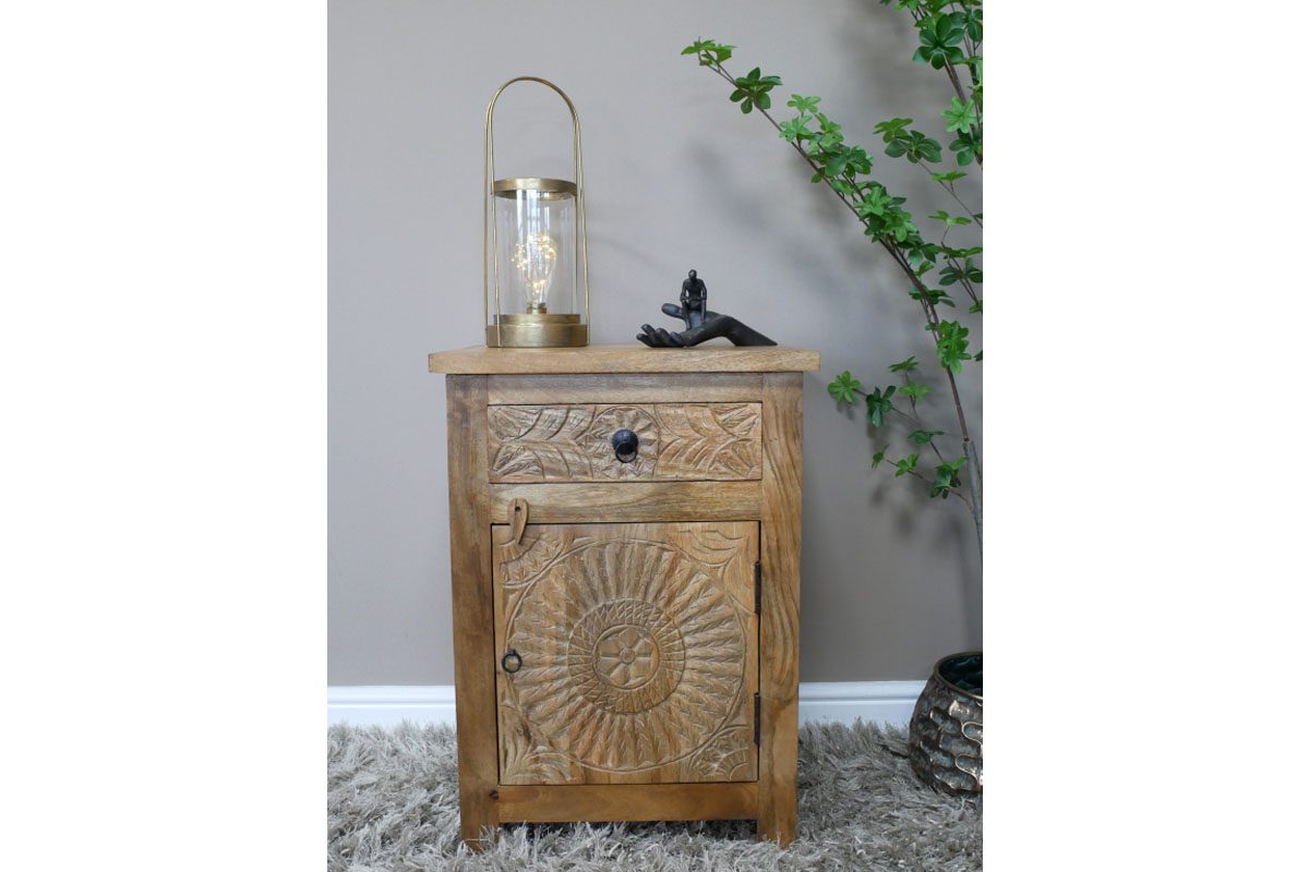 Carved Bedside Cabinet