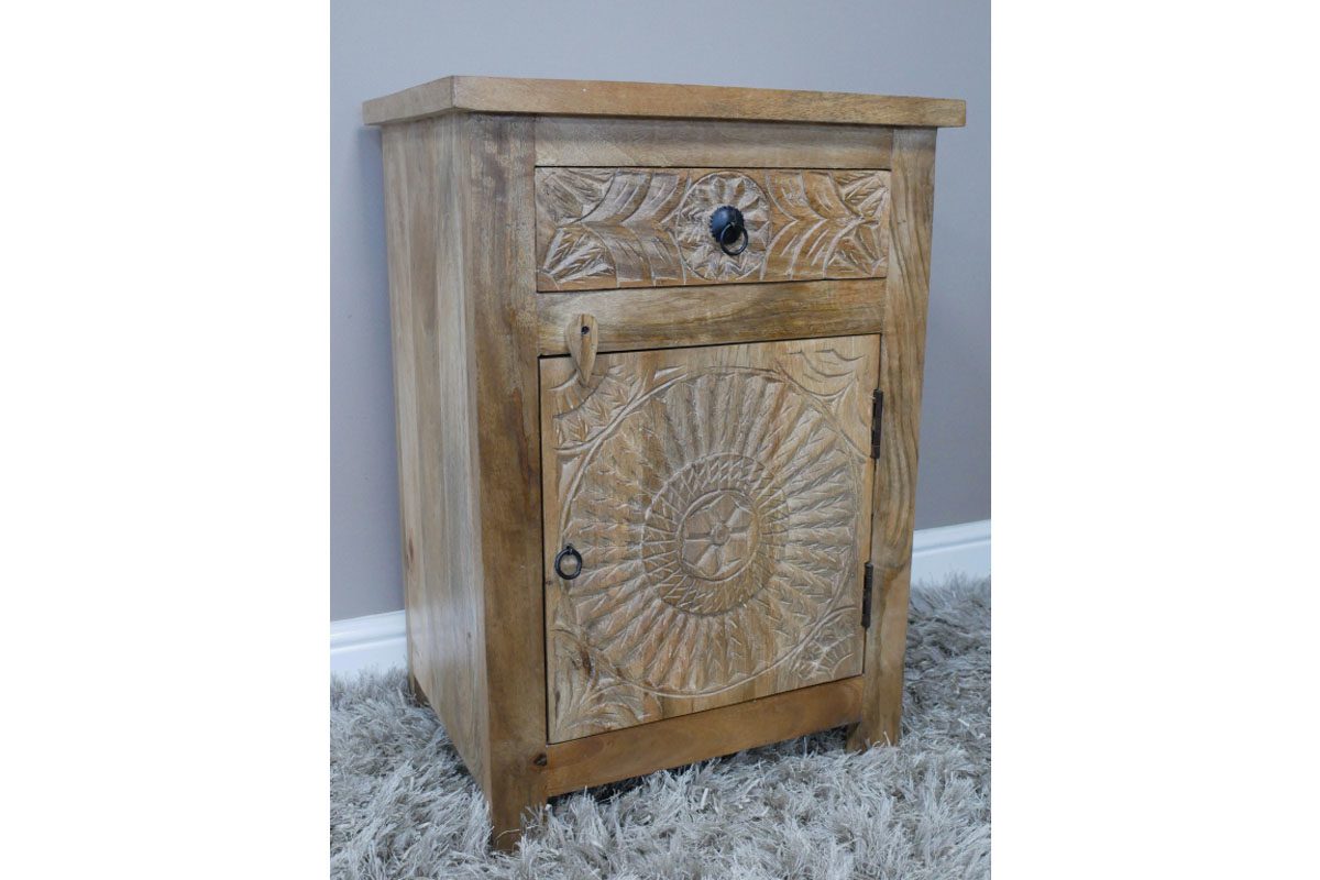 Carved Bedside Cabinet