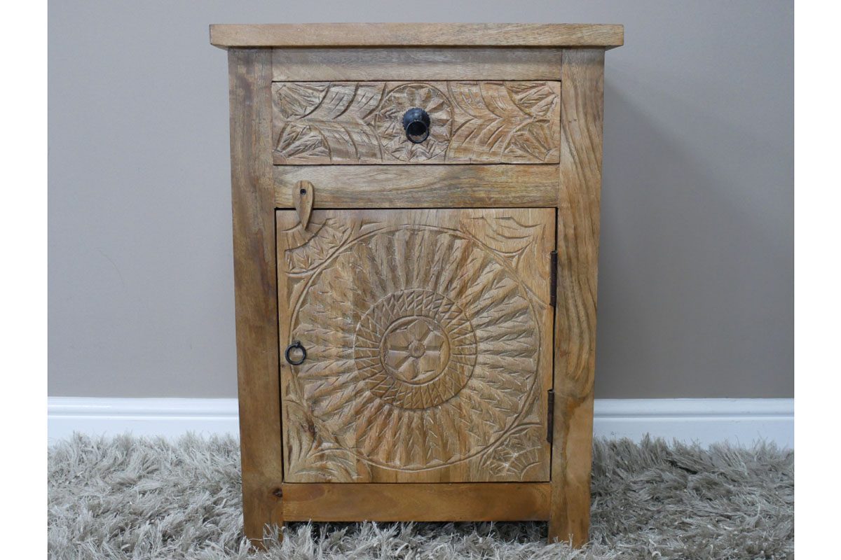 Carved Bedside Cabinet